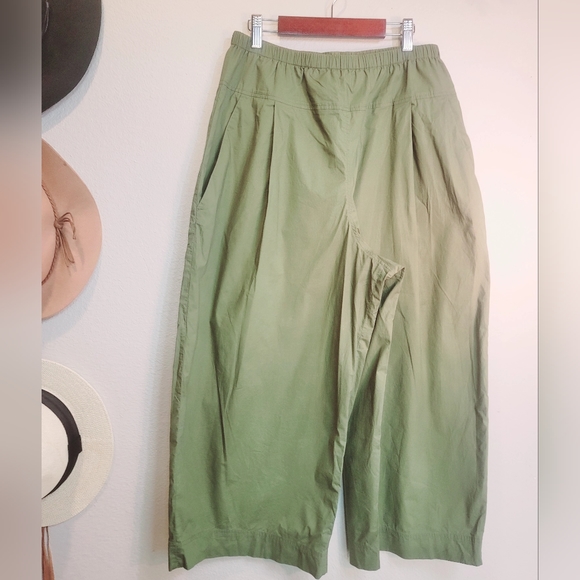 COS Pants - COS GREEN WIDE LEG CROPPED CULOTTES ELASTIC WAIST WOMENS PANTS SIZE 8